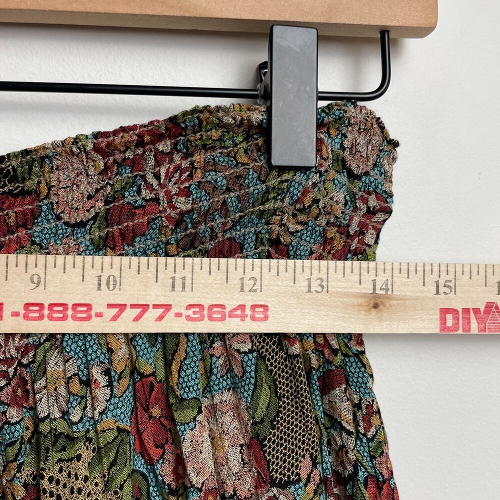 Vintage 90s Flowy Wide Leg Pants Sz 6 Brown Green Forest Fairy Goblin Boho Crop - Picture 5 of 7